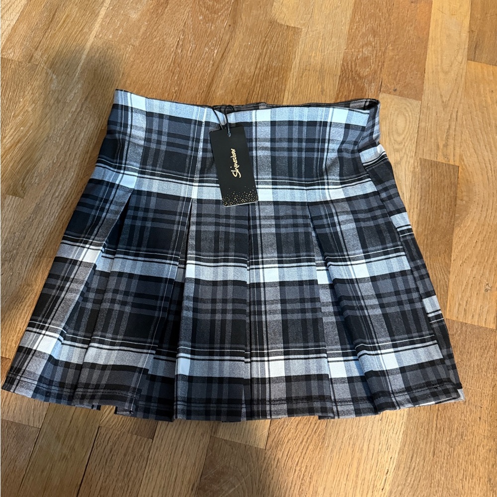Shinestar Black and White Checkered Mini Skirt